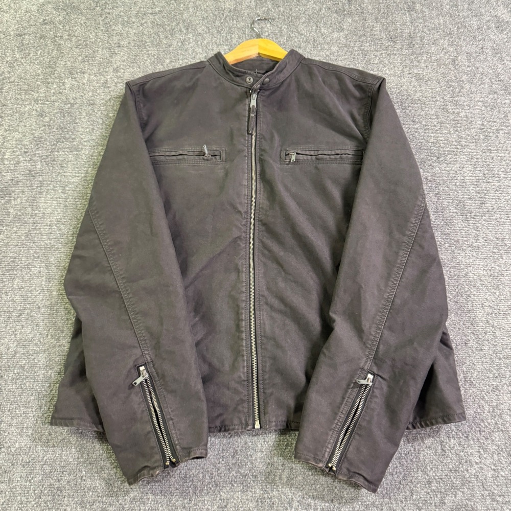 VTG Lucky Brand Waxed Bonneville Racer Jacket Mens XXL Moto Biker Gray Y2K